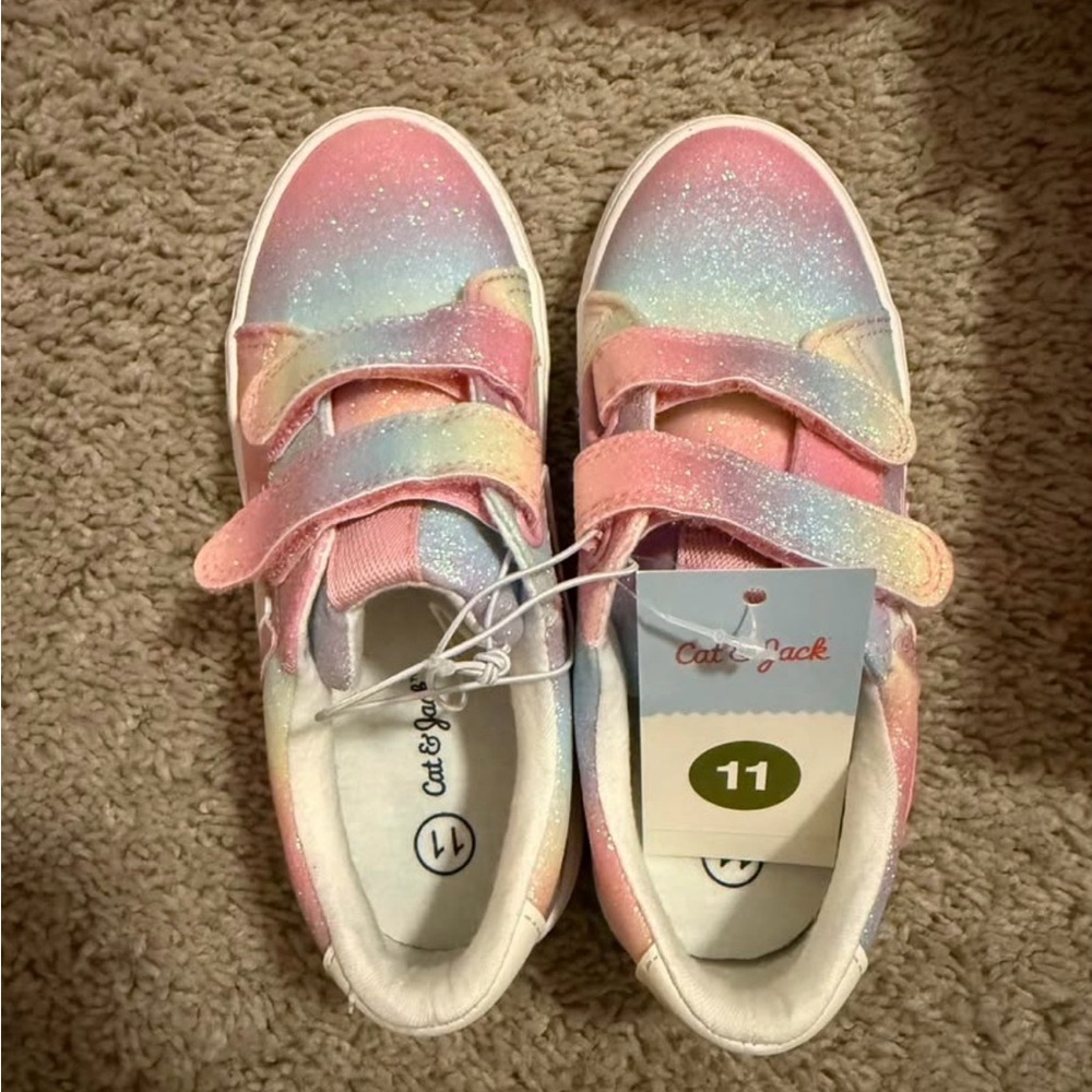 Cat & Jack Girls Rainbow Glitter Sneakers Size 11 NWT